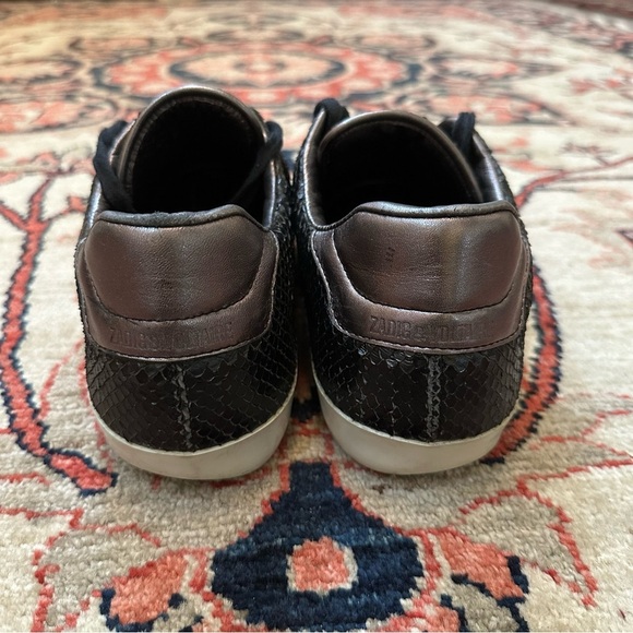 Zadig & Voltaire Snake Embossed Leather Sneakers - Picture 7 of 9